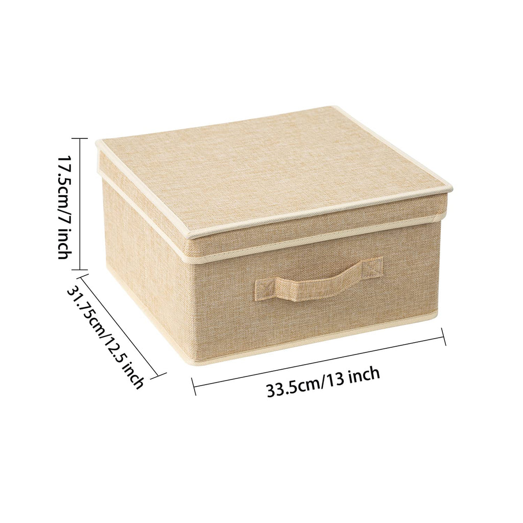 Storage Bins with Lid, Foldable Clothing Storage Box case with Handle for Closet, Bedroom, Home, 4 Color Set A, 13L x 12.5W x 7H inch