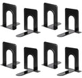 Heavy Duty Bookends for Shelves, Anti-Slip Base, Black, Great for Library, Office, Home, School, 4 Pairs