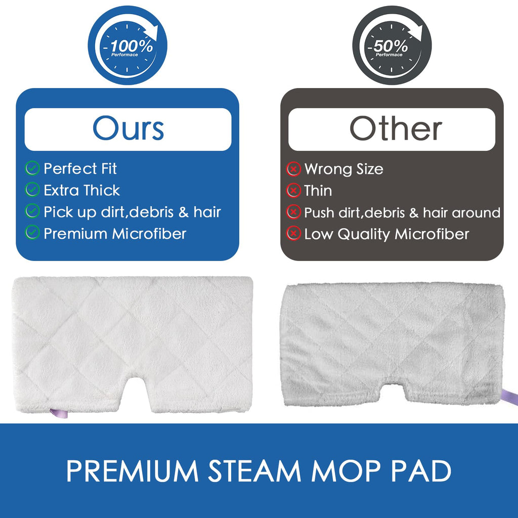 MXZONE Replacement Microfiber Steam Mop pad Cleaning Pads for Shark Steam Pocket Mop S3500 Series S3550 S3501 S3601 S3601D S3901 S3801 S3801CO, White