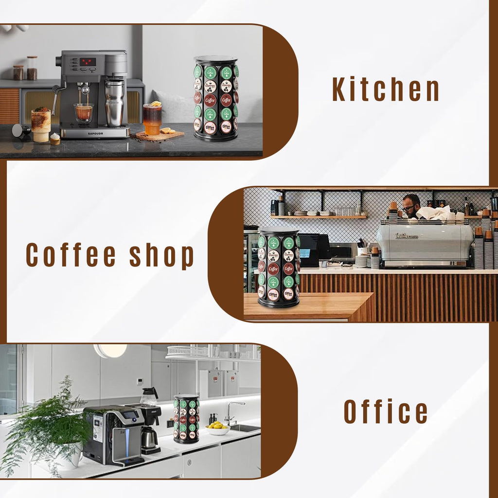 TOMSHUB K Cup Holder，Coffee Pod Storage Carousel Holder Organizer Compatible with 40 Keurig K-Cup Pods，Home or Office Kitchen Counter Organizer（Black）