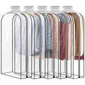 5 Pack 60" All Clear Garment Bags for Hanging Clothes Storage, 10" Gusseted Large Capacity Garment Rack Cover, Large Hanging Clothing Bag for Dress Gowns, Coats, Suit, Down Jacket