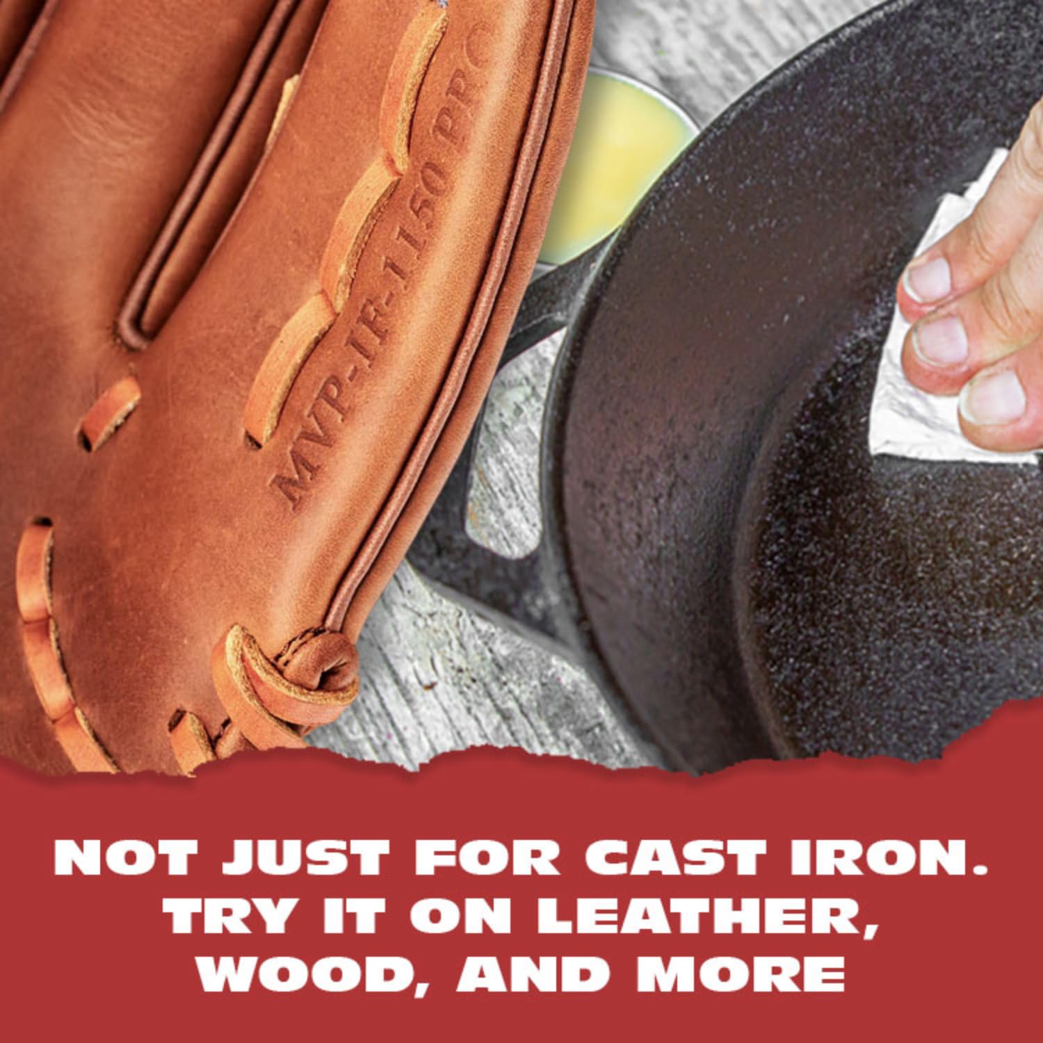 Knapp Made Cast Iron Seasoning Wax and Carbon Steel Seasoning Wax - Unique Blend of Natural Oils and Beeswax - Restore Cast Iron, Steel, Cutting Board, Kitchenware.Wood Seasoning Beeswax for furniture