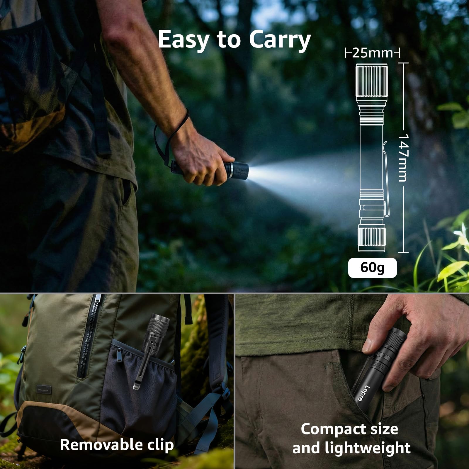 Lepro Flashlight, Led Flashlight with AA Battery Included, LED Torch for Emergency Camping Hiking Dog Walking, Halloween, Christmas (2 Pack)