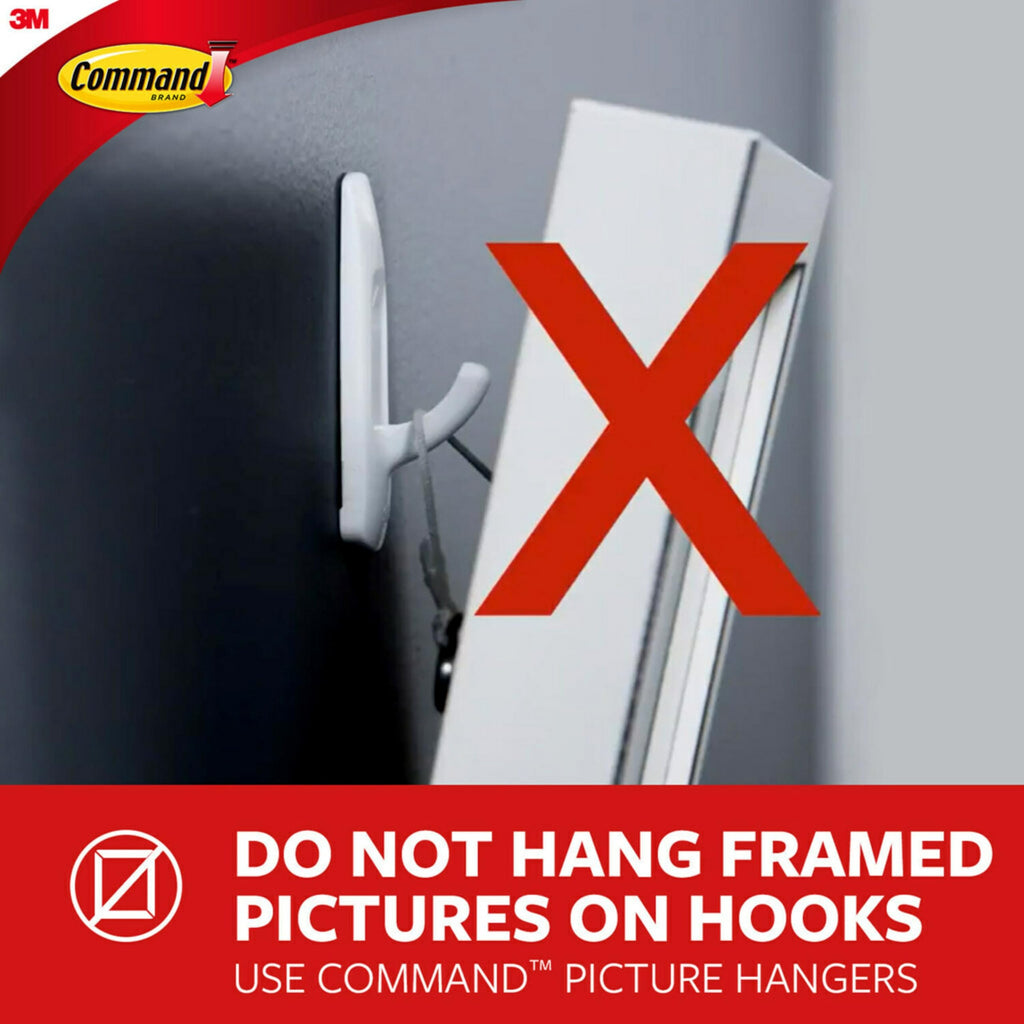Command Medium Utility Hooks, Damage Free Hanging Wall Hooks with Adhesive Strips, Wall Hooks for Hanging Back to School Dorm Organizers, 20 White Hooks and 24 Command Strips