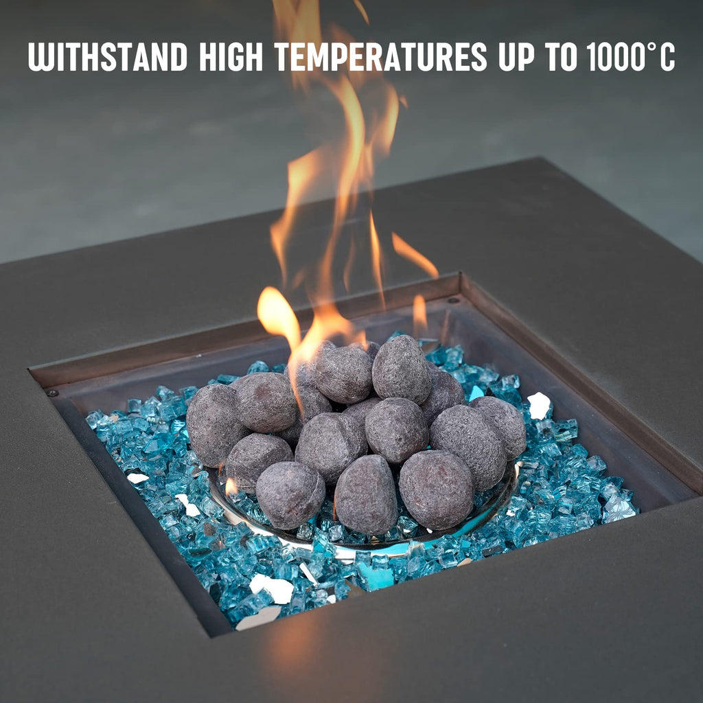 Stanbroil Light Weight Tumbled Lava Rock, Ceramic Fiber Lava Rock for Decorative Landscaping Stones for Outland Living Bond Portable Fire Pit, Gas Log Set and Fireplace, 27 pcs