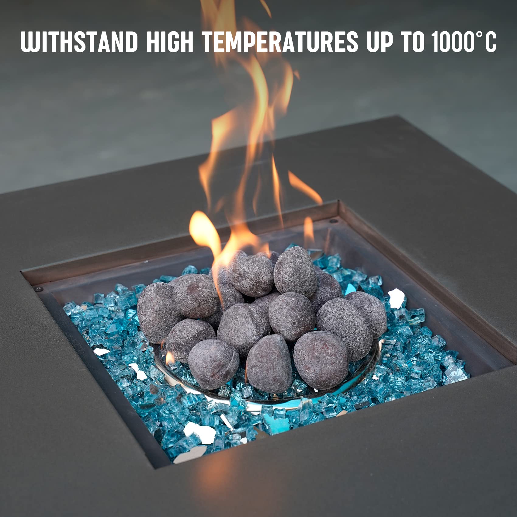 Stanbroil Light Weight Tumbled Lava Rock, Ceramic Fiber Lava Rock for Decorative Landscaping Stones for Outland Living Bond Portable Fire Pit, Gas Log Set and Fireplace, 27 pcs