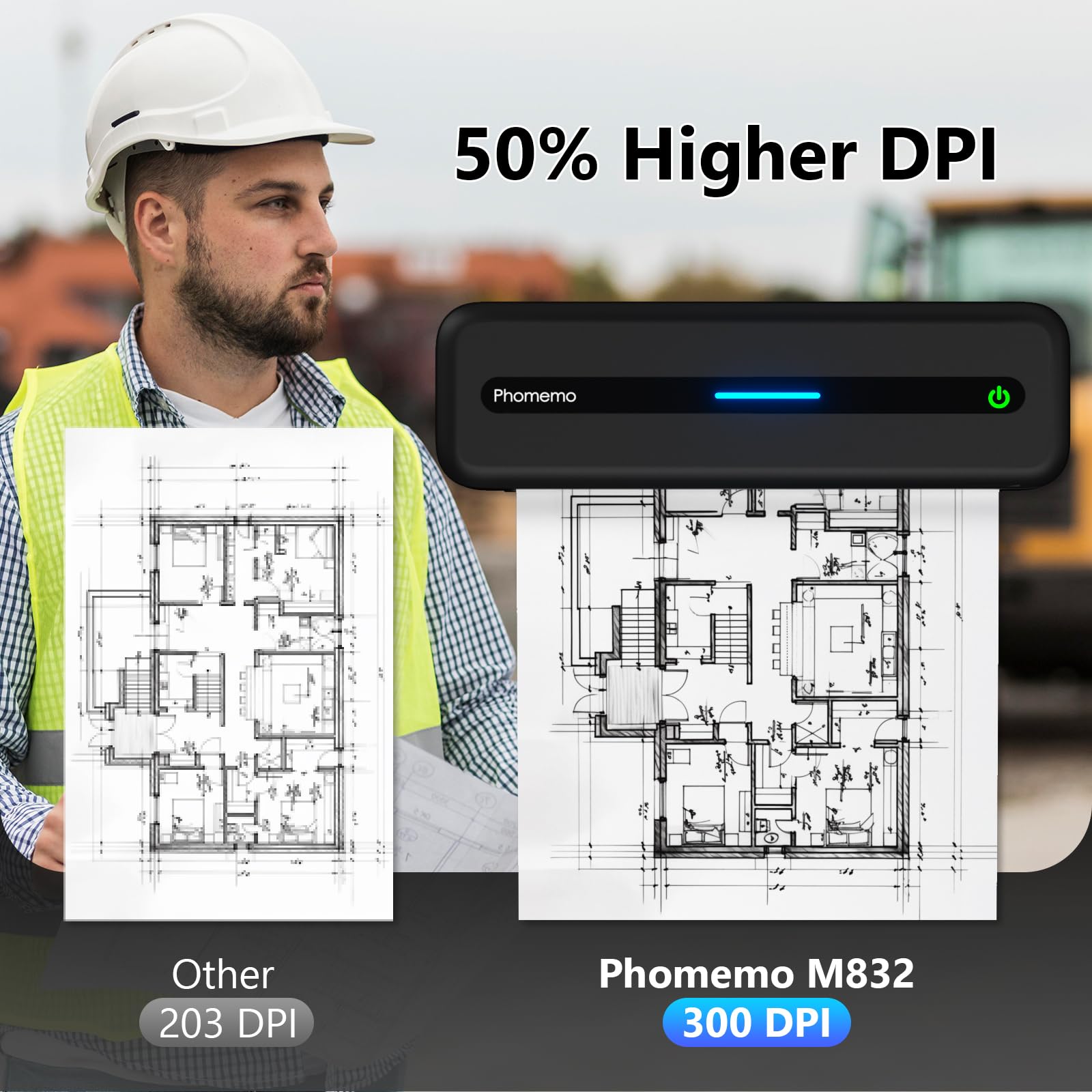 Phomemo M832 Thermal Paper 2 Rolls, 8.5" x 11" US Letter Thermal Printer Paper, Compatible with M832D M832 M834 M835 A285M Portable Printer