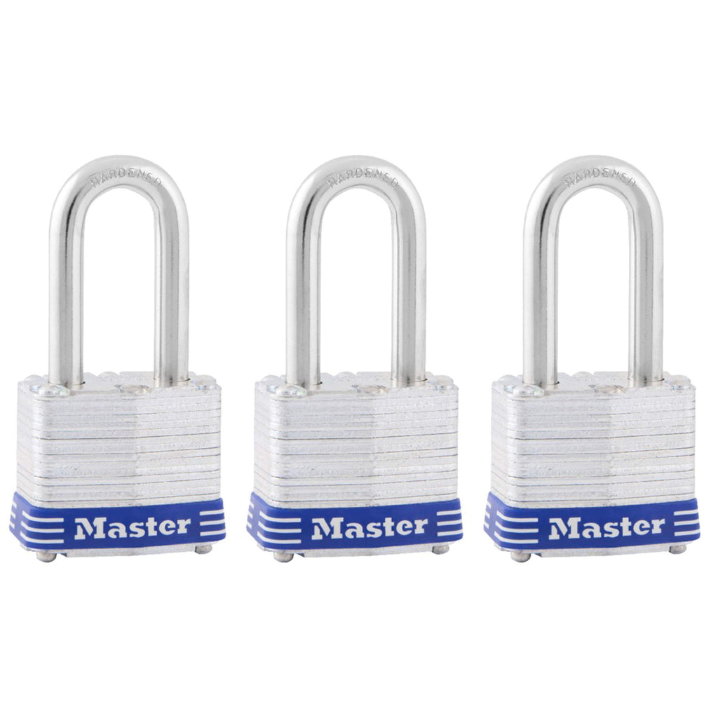 Master Lock 3TRILF Keyed-Alike Padlock, 1-1/2-inch Shackle, 1-9/16-inch Wide, 3-Pack