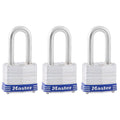 Master Lock 3TRILF Keyed-Alike Padlock, 1-1/2-inch Shackle, 1-9/16-inch Wide, 3-Pack