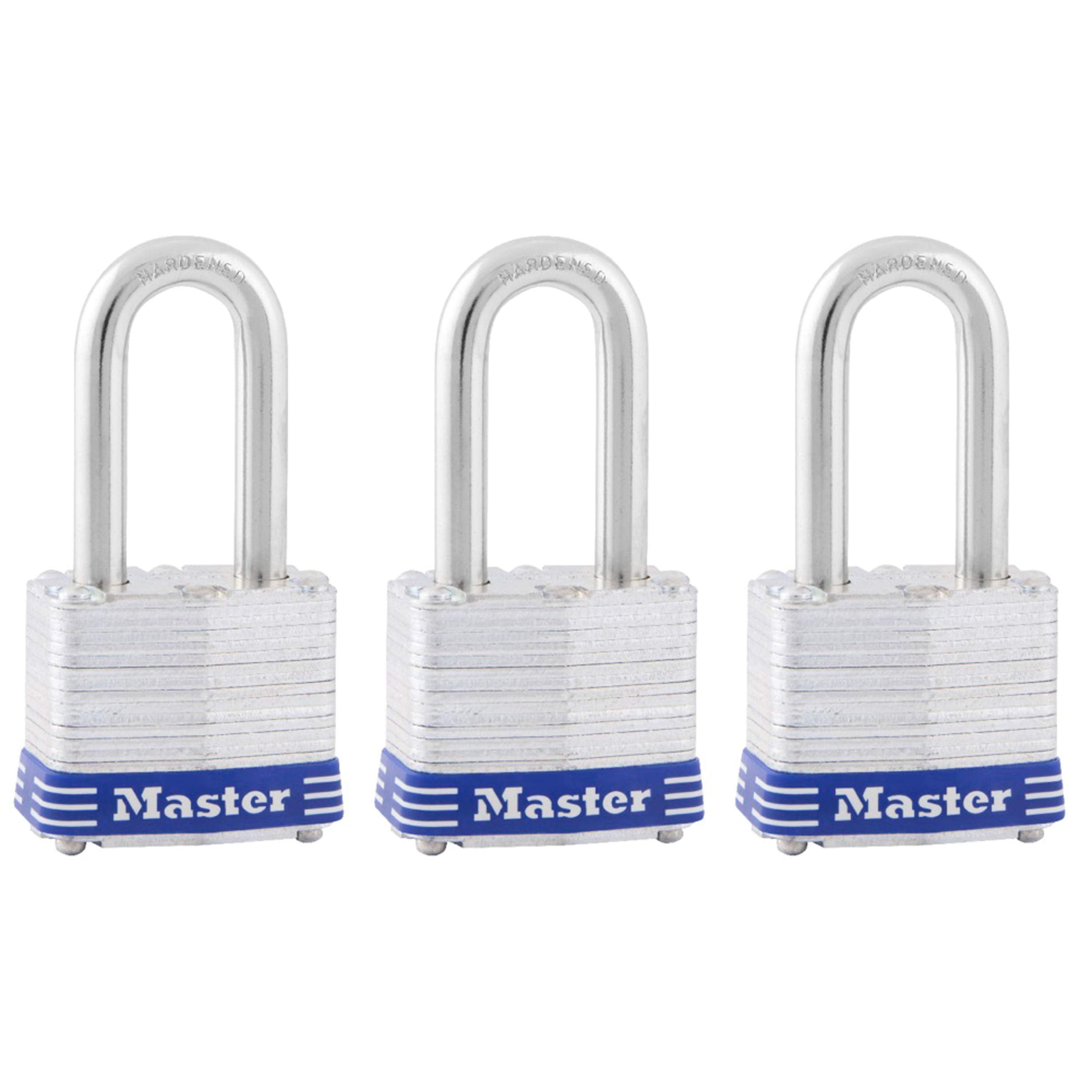 Master Lock 3TRILF Keyed-Alike Padlock, 1-1/2-inch Shackle, 1-9/16-inch Wide, 3-Pack