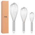 OYV 304 Stainless Steel Whisk Set, Dishwasher Safe Rustproof Metal Whisk, Professional Balloon Wire Whisks for Kitchen Cooking, Perfect for Blending, Whisking, Baking, Beating, 3 Packs (8" 10" 12")