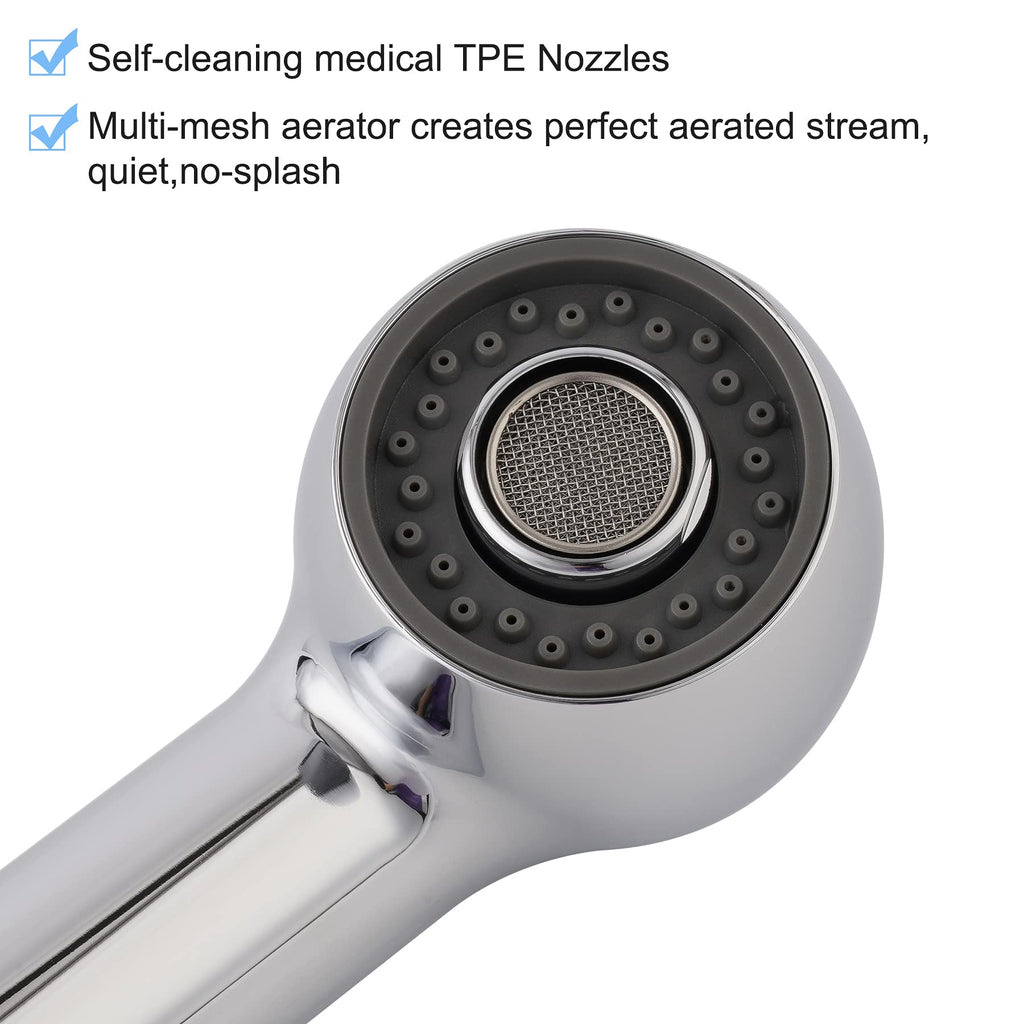 Hibbent Pull Out Sink Sprayer Head Replacement, 2 Function Kitchen Sink Faucet Sprayer Head, Spray Head Faucet Head Kitchen Tap Sprayer Spout, Chrome