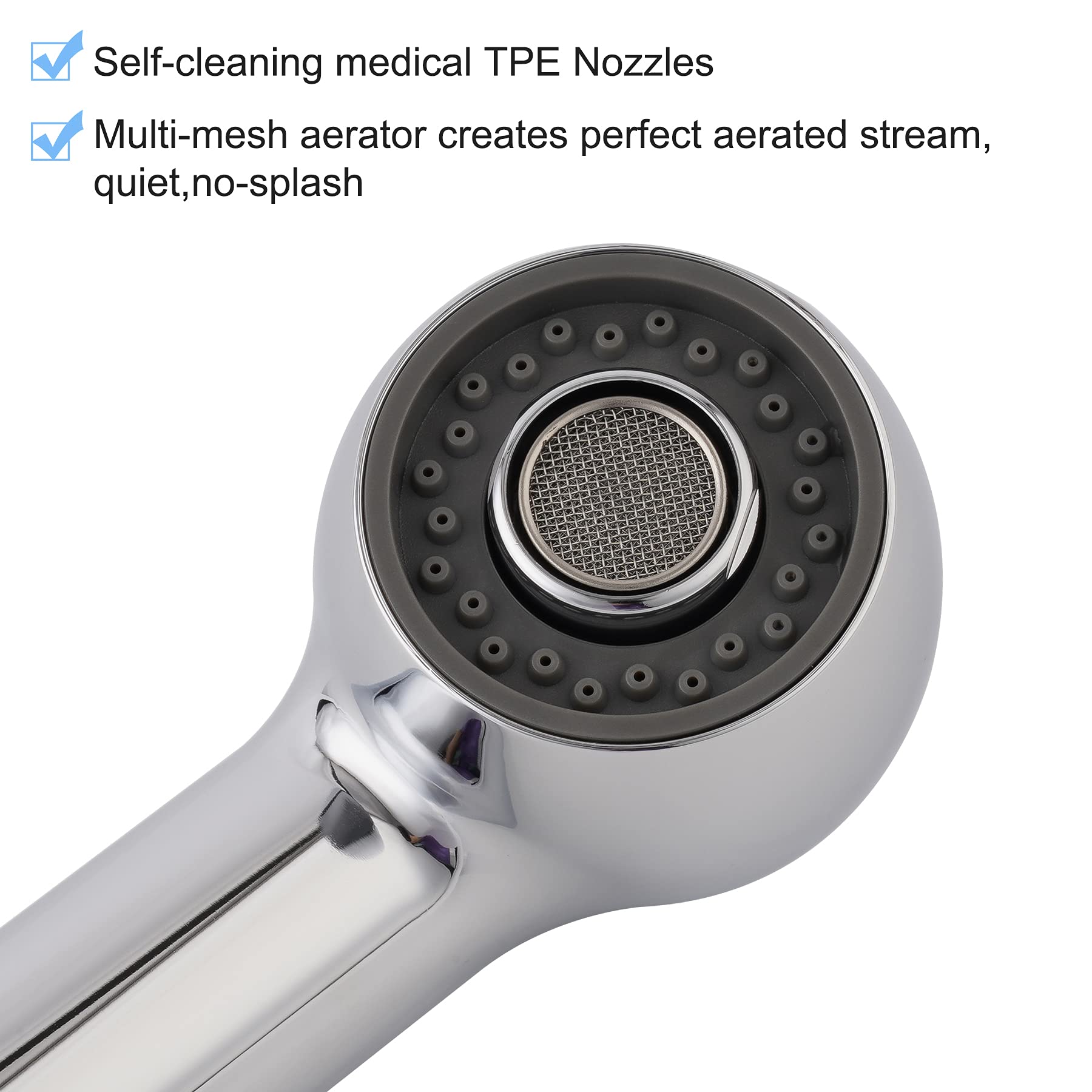 Hibbent Pull Out Sink Sprayer Head Replacement, 2 Function Kitchen Sink Faucet Sprayer Head, Spray Head Faucet Head Kitchen Tap Sprayer Spout, Chrome