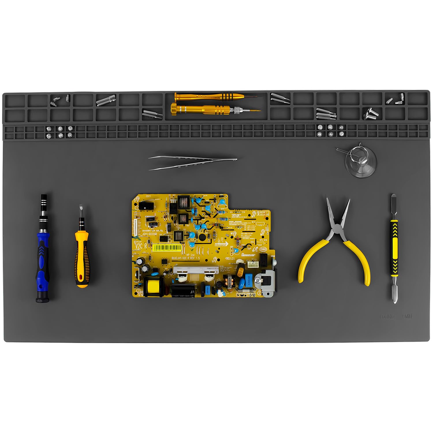 Premium Large Soldering Mat, 23.7 x 13.8 inch Heat Resistant 932°F Repair Work Mat Large Silicone Soldering Mat for Soldering, Electronics, Computer, Cellphone Repair Etc