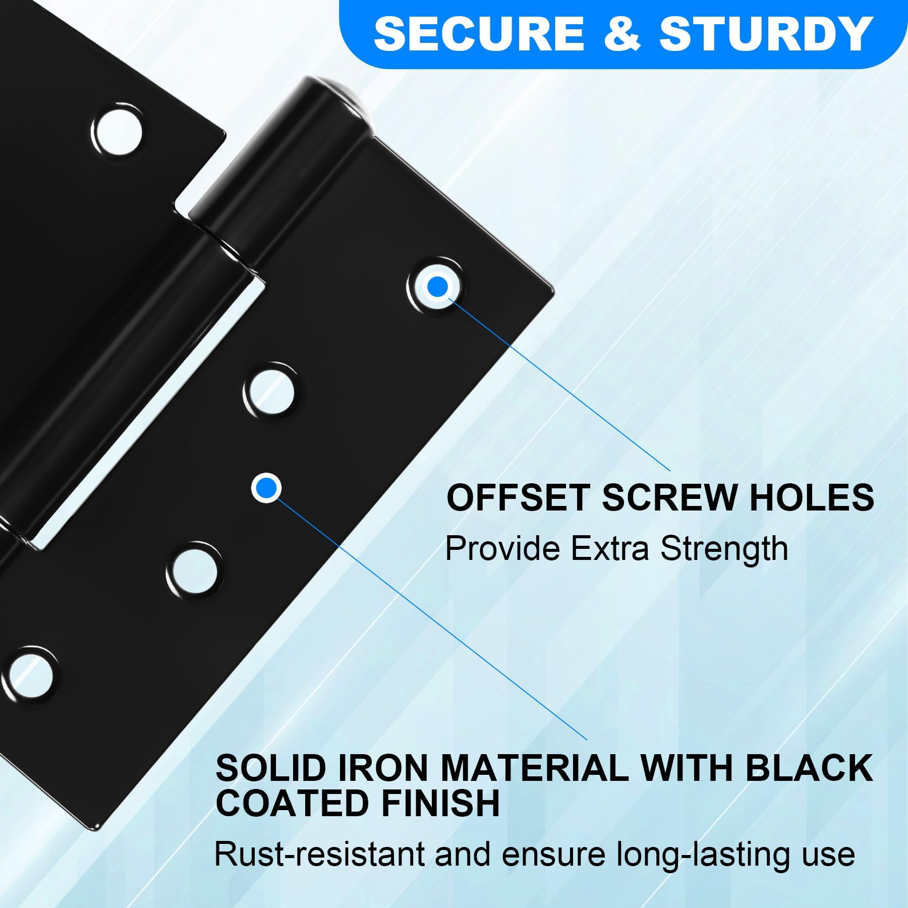 Heavy Duty Gate Hinges 3.5 inch 4 Pack Extra Thick Industrial T Hinges Barn Door Hinges Shed Door Hinges for Large Wooden Gates Wood Fence Outdoor - Black Iron Finish (Screws Included)