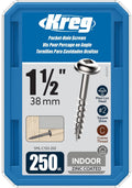 Kreg Zinc Pocket-Hole Screws - SML-C150-250 - 1-1/2 Inch - Coarse Thread - Maxi-Loc Head - Indoor - 250 Count