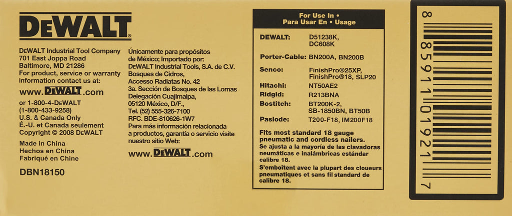 DEWALT Brad Nails, Heavy Duty, 18GA, 1-1/2-Inch, 5000-Pack (DBN18150)