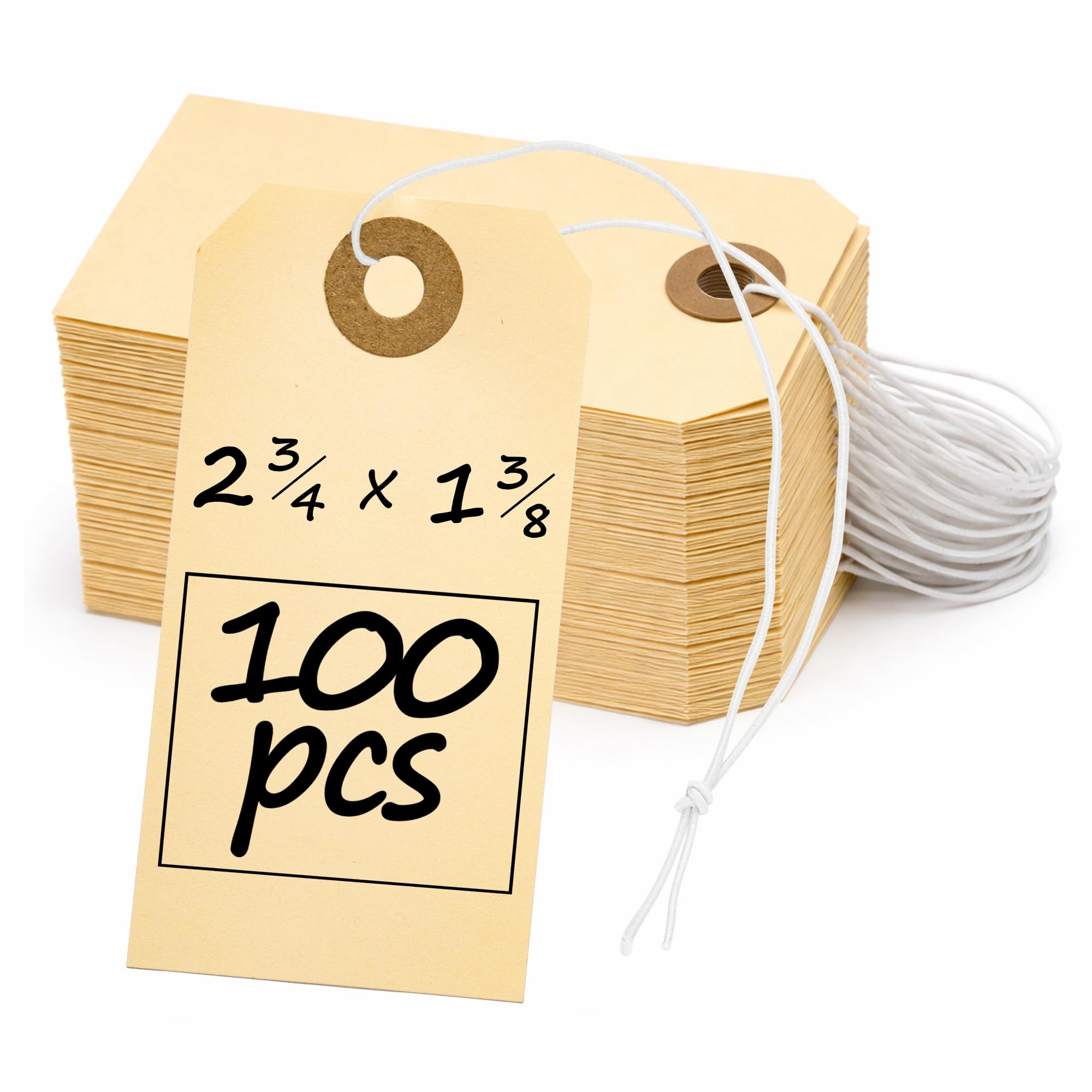 Perco Manila Shipping Tags #1 7x3.5 cm with Elastic, Box of 100