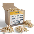 ALBO Wooden Dowel Pins 1/4 + 5/16 + 3/8 inch Fluted Wood Dowels Rods 500 Pack Hardwood Crafts Dowel Pegs