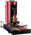 Rice rat Vertuo Capsule Holder Drawer for Nespresso With Glass For Cabinet Vertuoline Pod Storage Rack For Counter (Class-40 Pods)