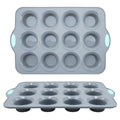 To encounter 2Pack Silicone Muffin Pan with Metal Frame, 12 Cup Regular Size Cupcake Pan, Non-Stick Baking Tray, Food Grade Baking Molds for Oven, Dishwasher Safe