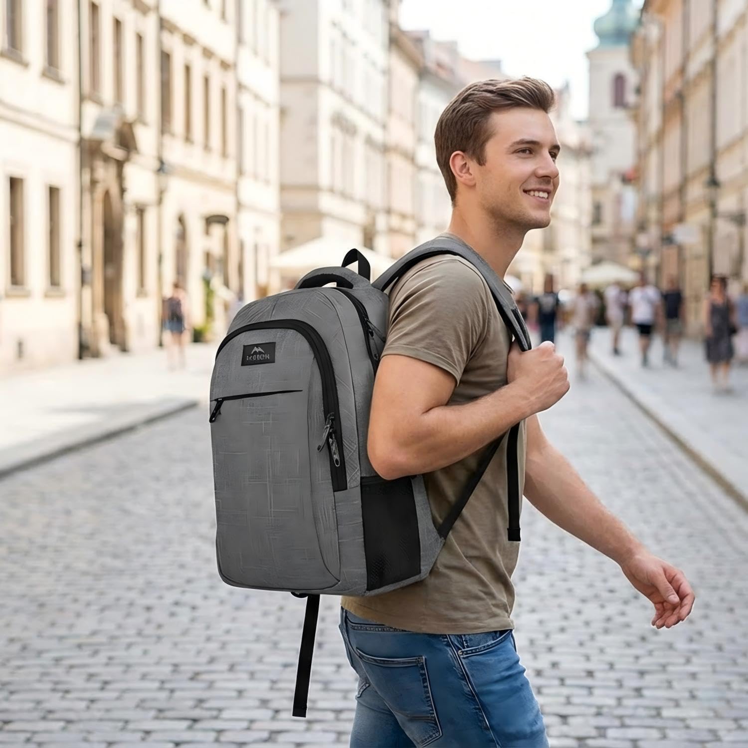 Matein Travel Laptop Backpack, Business Anti Theft Slim Durable Laptops Backpack with USB Charging Port, Water Resistant College School Computer Bag Gifts for Men & Women Fits 15.6 Inch Notebook, Grey
