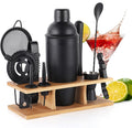 OBALY Bartender Kit | 11-Piece Cocktail Shaker Set with Bamboo Stand | Bar Set for Drink Mixing | Drink Mixer Set with Shaker, Jigger, Strainer, Mixer Spoon, Muddler | Professional Bar Tools