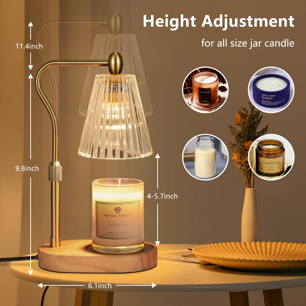 Candle Warmer Lamp with Timer and Dimmer Adjustable Height, Candle Warmer for Scented Jar Candles Home Decor Christmas Gifts