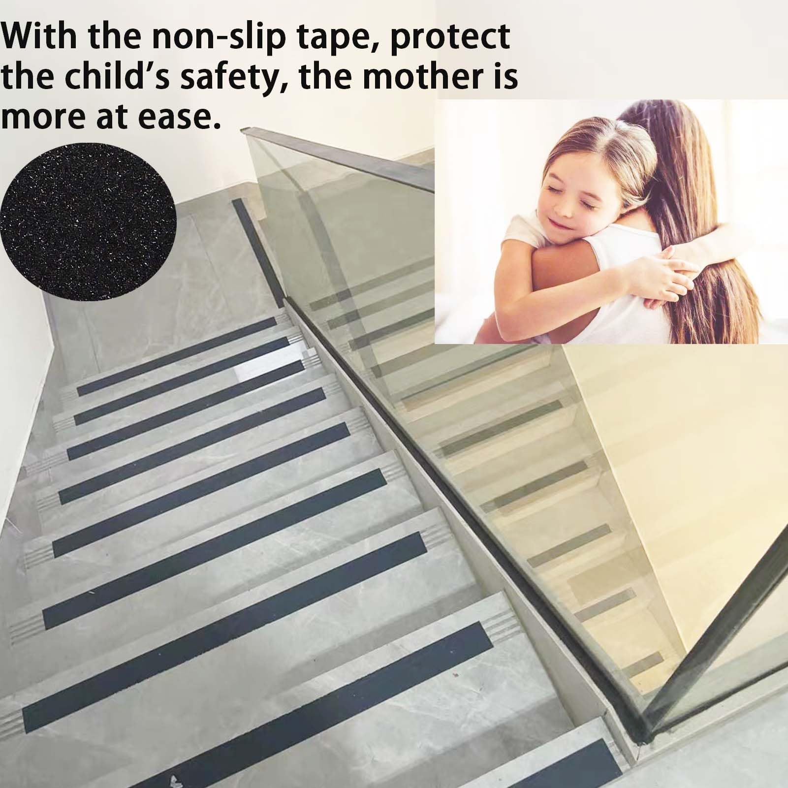 ROSEUP 4" x 40Ft Heavy Duty Anti Slip Tape for Stairs Outdoor/Indoor Waterproof Grip Tape Safety Non Skid Roll for Stair Steps Traction Tread Staircases Non Slip Strips, Black