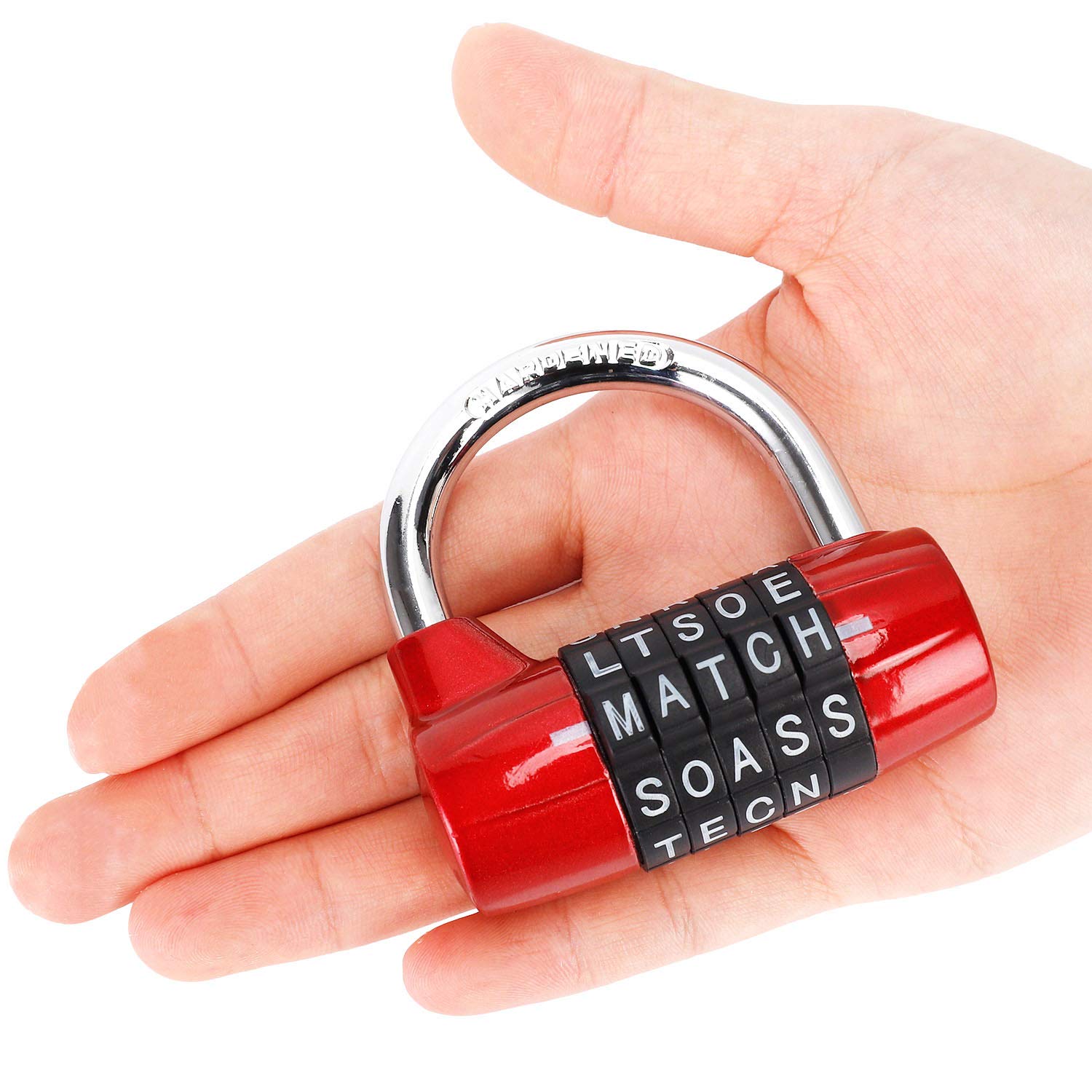 Gym Locker Lock, 5 Letter Combination Lock Password Sturdy Security Padlock (Red)