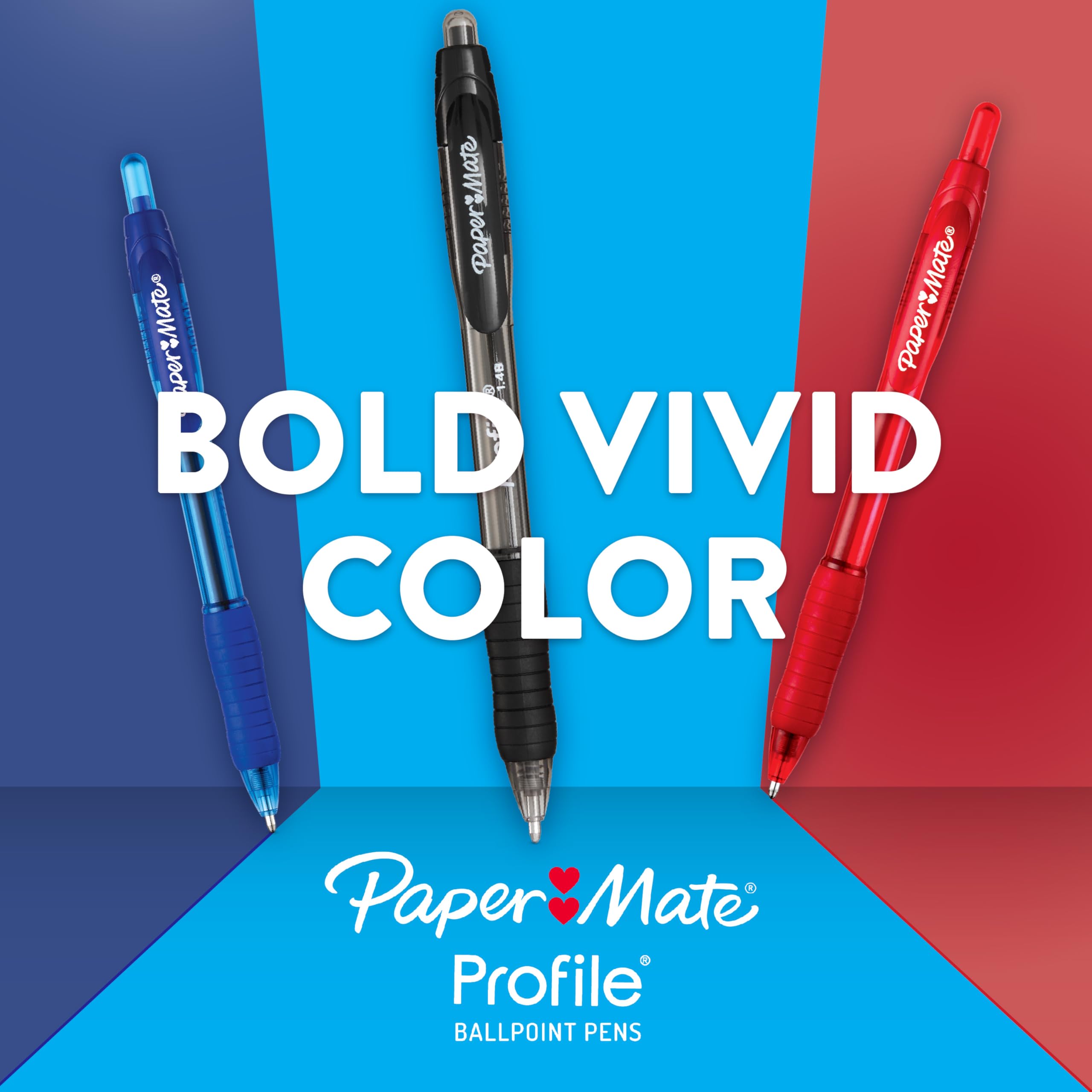 Paper Mate Profile Retractable Ballpoint Pens, Bold (1.4mm), Black, 12 Count
