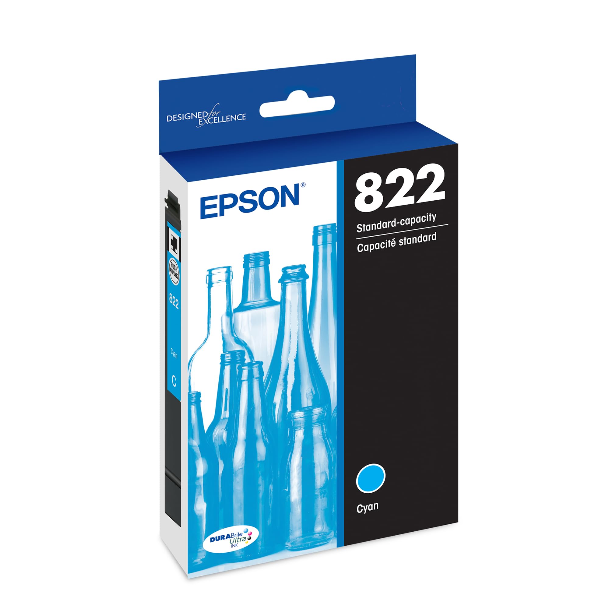 EPSON 822 DURABrite Ultra Ink Standard Capacity Cyan Cartridge (T822220-S) Works with Workforce Pro WF-3820,3823, 4820, 4830, 4833, 4834