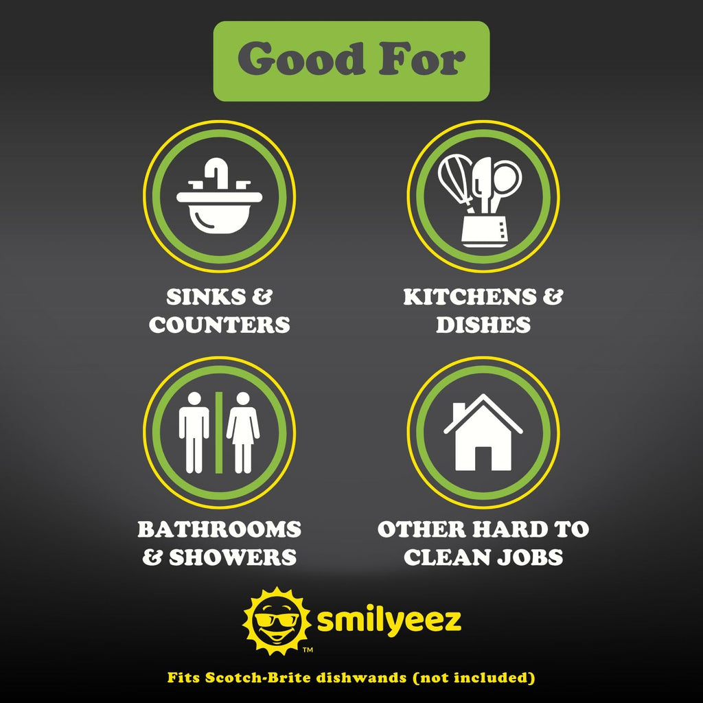 Smilyeez Replacement for Scotch Brite Brush, 4-Pack, Makes Your Dishwand Like New, Dishwand Brush Refills, Scotch Brite Brush Replacement, Easy to Install (2 Packs)