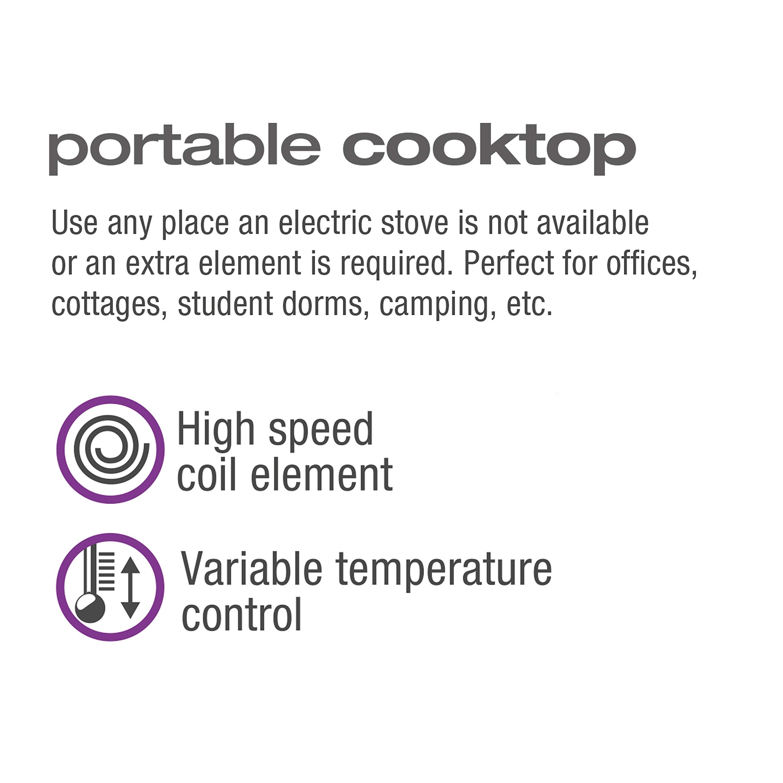 Salton Single Coil Portable Electric Cooktop | 1000 Watts | Lightweight & Compact | Variable Temperature Control | Perfect for Dorms, Offices, Camping | Black | 100% Canadian-owned & operated
