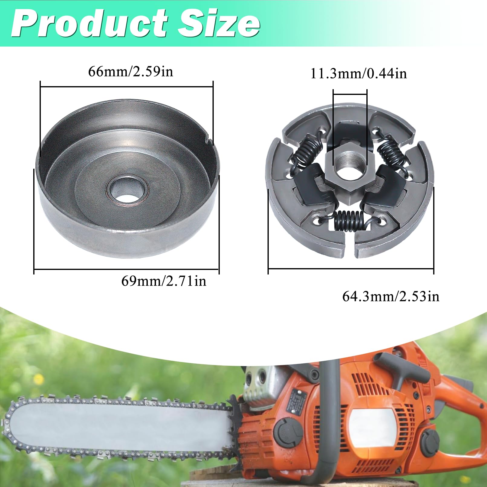3/8" Sprocket Clutch Kit for Stihl 017 018 MS170 MS180 021 023 025 MS210 MS230 MS250, ADEFOL Sprocket + Clutch Drum + Bearing + Worm Gear + Washer + E-Clip + Spark Plug