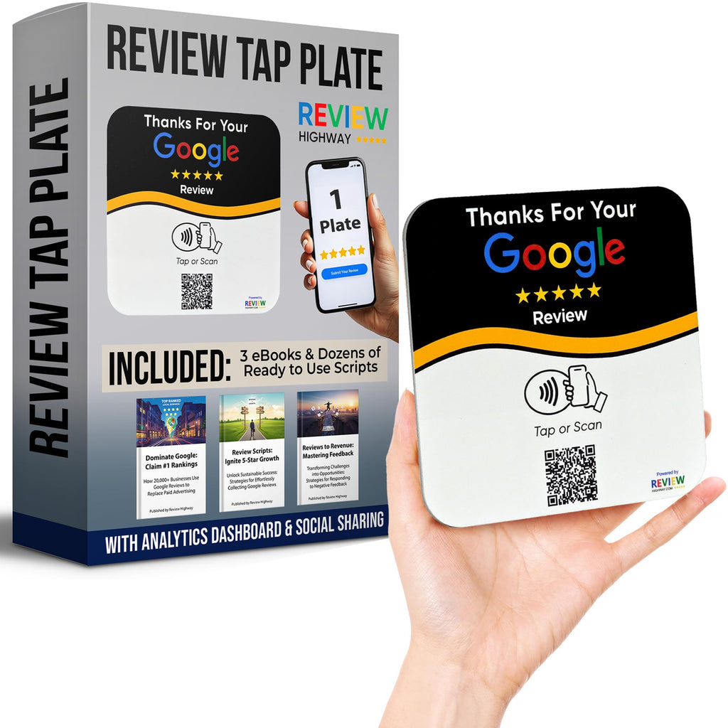 NFC Tap Plate (1-Pack) by Review Highway – Canada Made - Compatible with Google Reviews - NFC Tap & QR Scan for Instant Reviews - iPhone/Android Compatible – Reusable & Lightning Fast