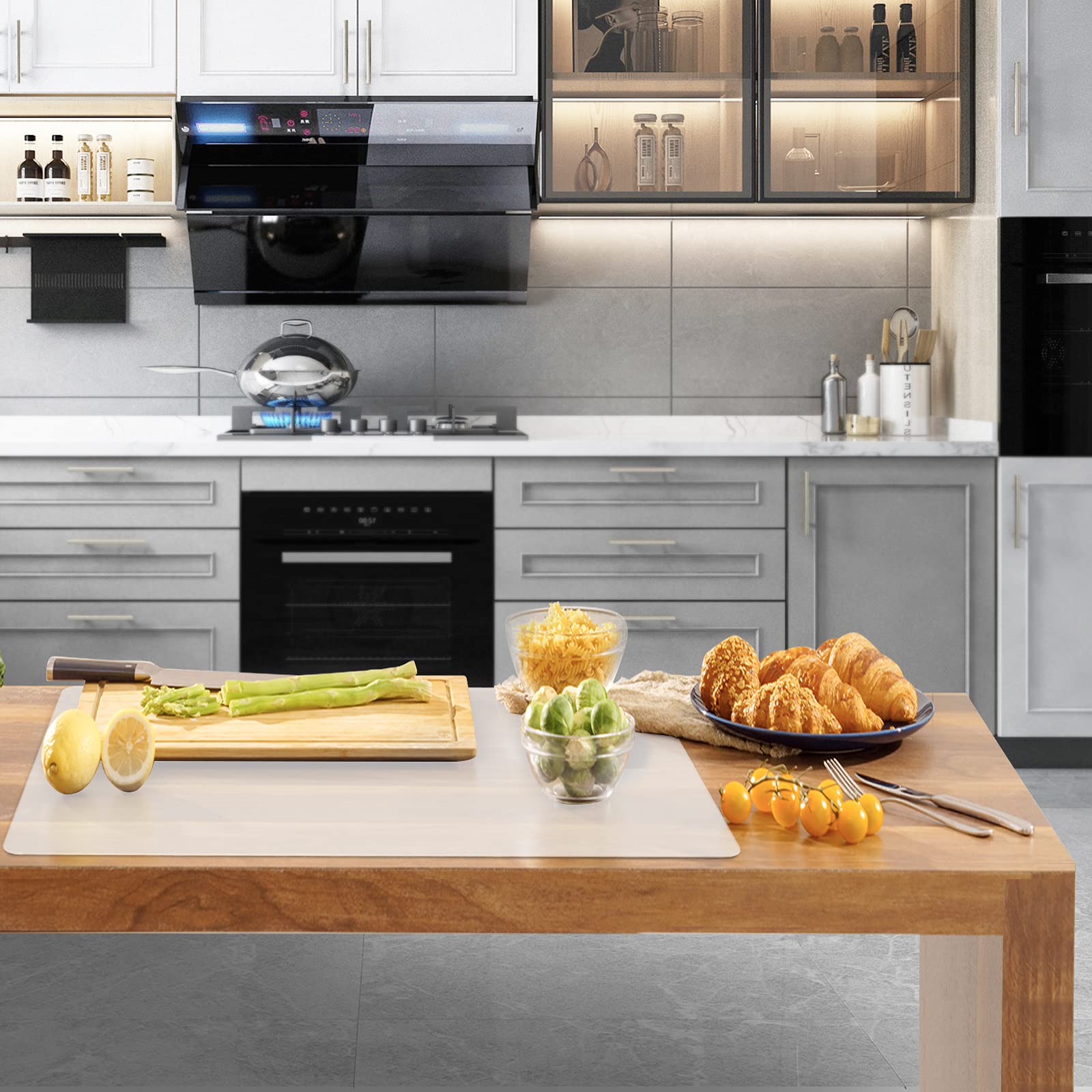 Ewen 31.6x23.5 Inches Silicone Mats for Kitchen Counter, 2MM Thick Extra Large Heat Resistant Bar Mats for Countertop Silicone Mat for Air Fryer, Crafts, Work, Glass Top Stove, Translucent