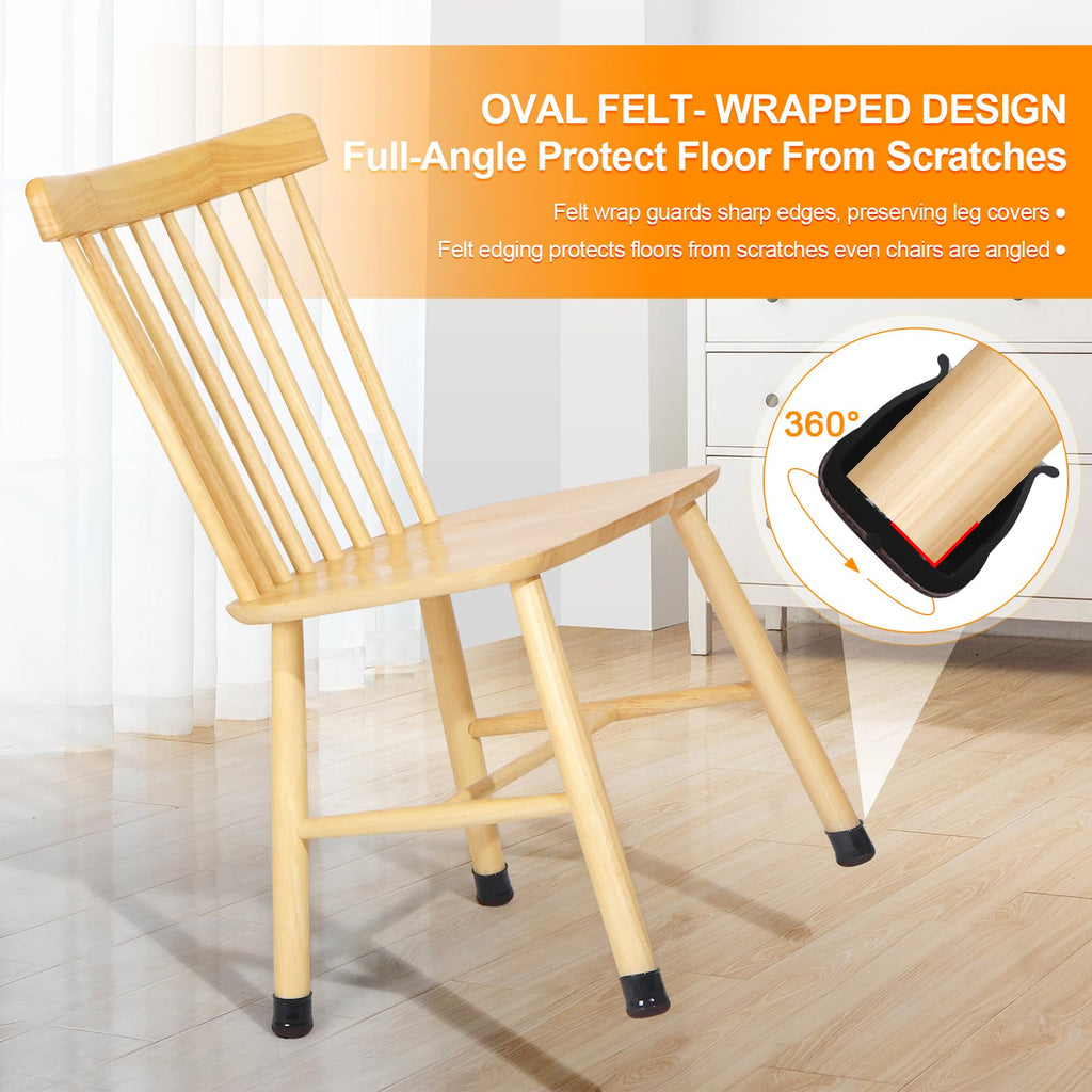 32 PCS Chair Leg Floor Protectors - Extra Small Black Caps for Round Legs (14―19mm / 1/2"―3/4") Anti Scratch