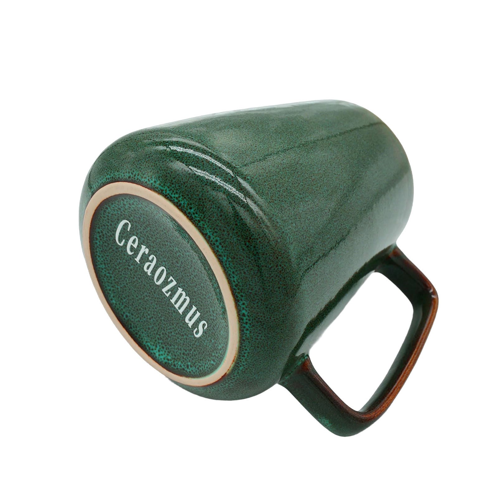 Large Ceramics Coffee Mugs,24 OZ,Large Handle Design,Extra Large Tea and Coffee Cup for Office and Home，Microwave and Dishwasher Safe(Color:24 oz Green).