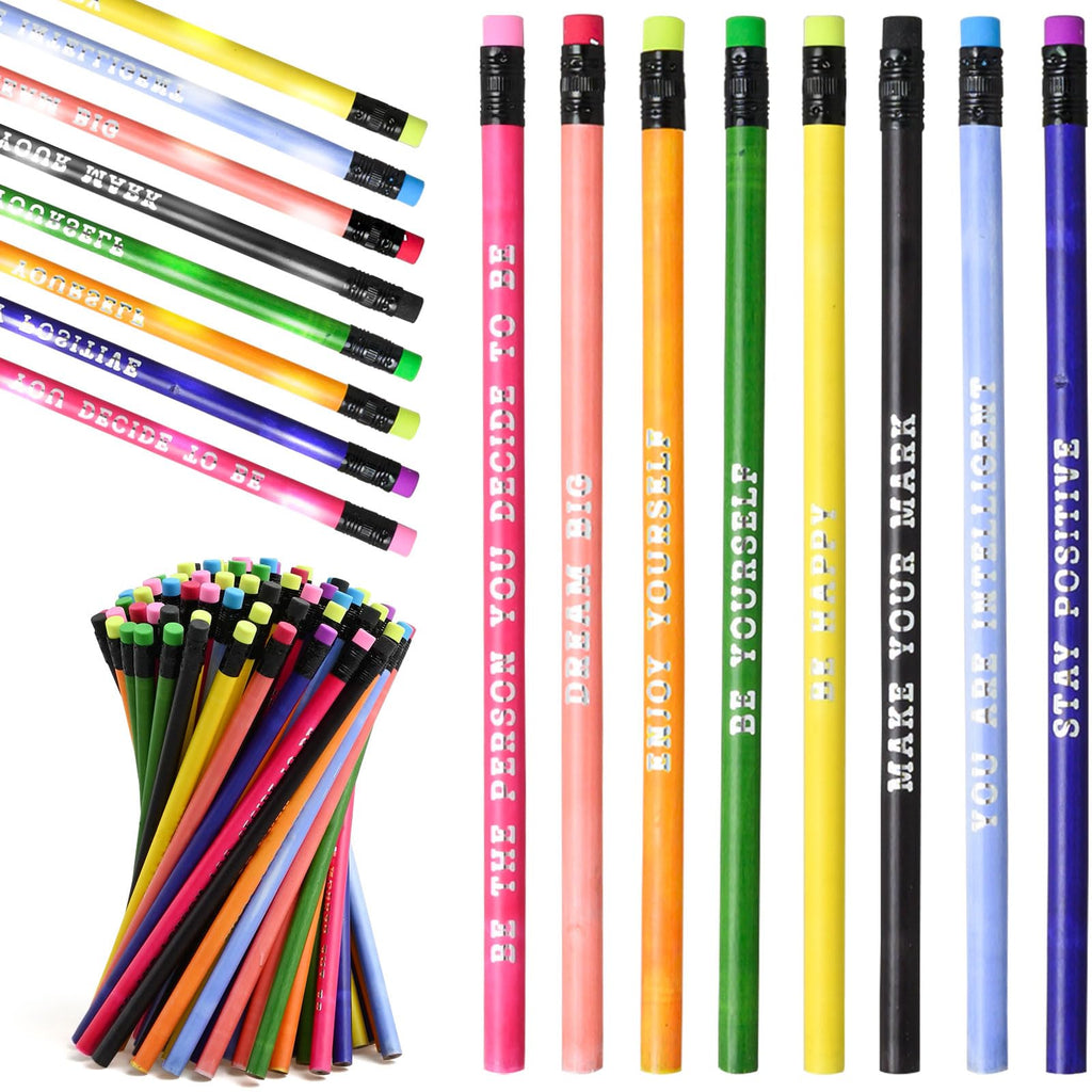 100 Pcs Inspirational Pencils Color Changing Mood Pencil Motivational Pencils with Motivational Sayings for Classroom, Colorful PencilMood Pencil HB Changing Pencilfor Kids Classroom Student Reward