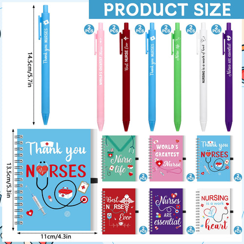 12 Pcs Nurse Graduation Gift Set Inspirational Spiral Notebooks Motivational Ballpoint Pens Bulk Nurse New Job Gifts Healthcare Worker Appreciation Present for Nursing Student Graduate
