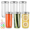 24 oz Wide Mouth Mason Jars 6 Pack, Glass Canning Jars with Airtight Lids, Leakproof Reusable Storage Containers for Pickling, Jam, Honey, Sauces, DIY Projects, Great Value Set with Secure Packaging