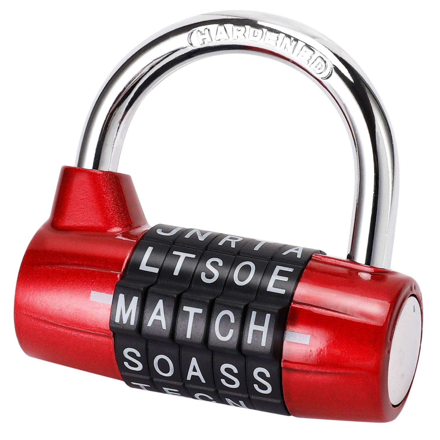 Gym Locker Lock, 5 Letter Combination Lock Password Sturdy Security Padlock (Red)
