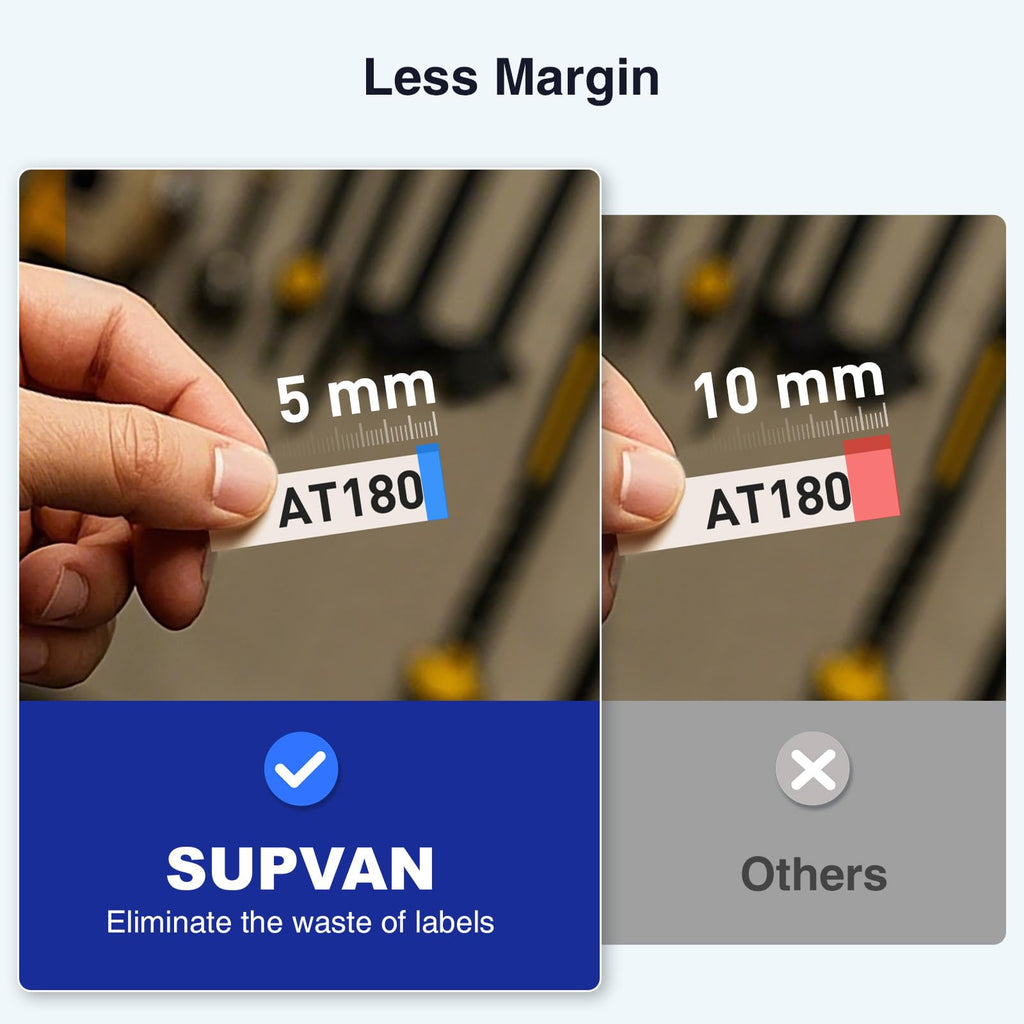 SUPVAN E11 Bluetooth Label Maker Machine with Tape, Support Keyboard & App with 30+ Fonts and 660+ Icons, Rechargeable Inkless Labeler for Home, Kitchen, Office, School, Organization, Black