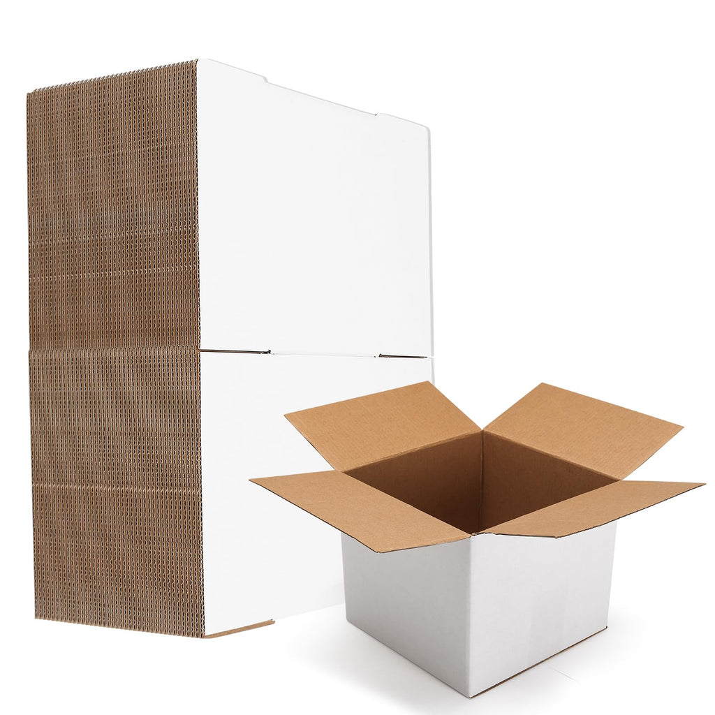 HORLIMER 5x5x5 Shipping Boxes Set of 40, White Corrugated Cardboard Mailer Box for Packing Small Business