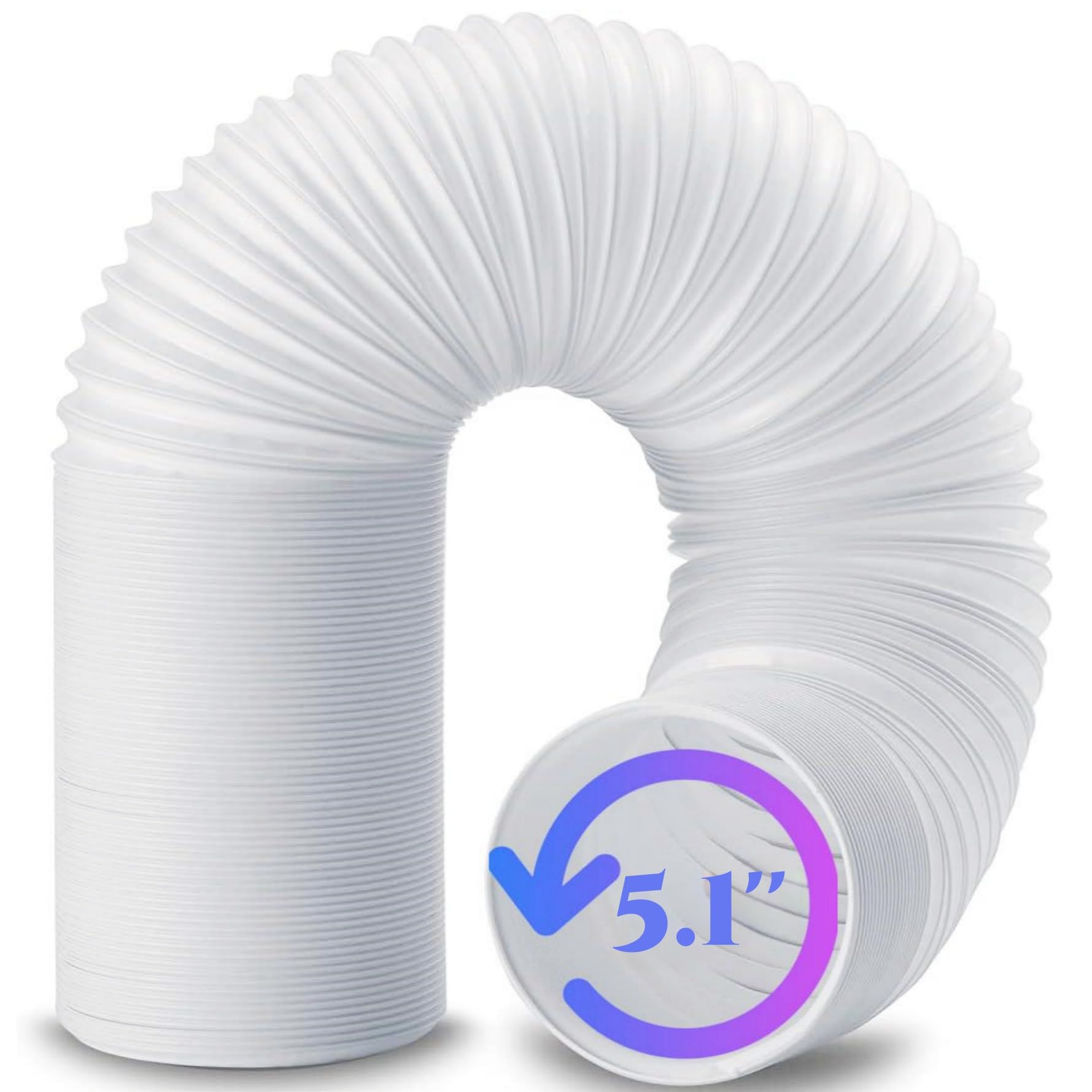 Portable Air Conditioner Hose, 5.1 Inch Diameter Counter Clockwise AC Hose Exhaust Vent Length up to 59", Universal Portable AC Exhaust Hose Air Conditioner Parts & Accessories (Hose - 5 inch)