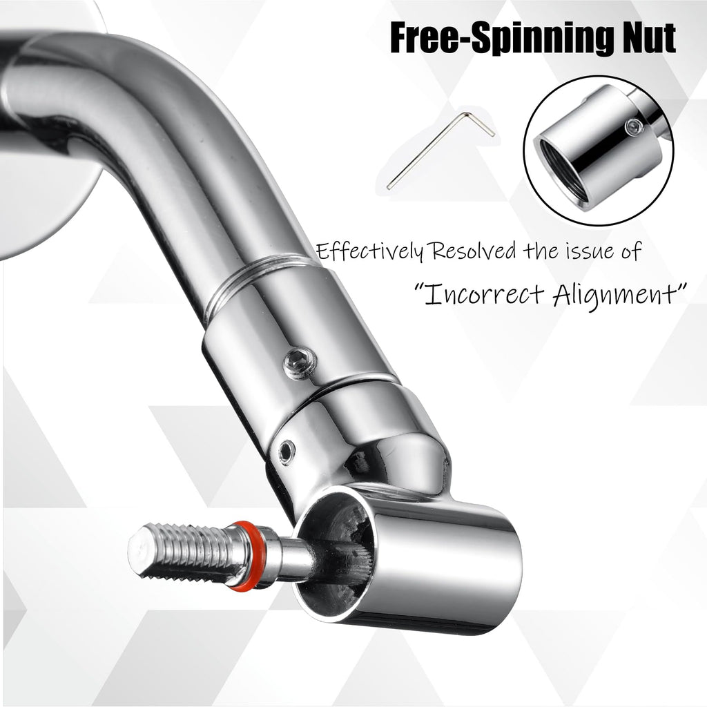 Shower Head Extension Arm, 6 Inch Adjustable Shower Arm Extender for Handheld/Fixed/Rain Shower Head, All Metal Showerhead Arm with G1/2 Universal Connector, Easy Installation, Chrome