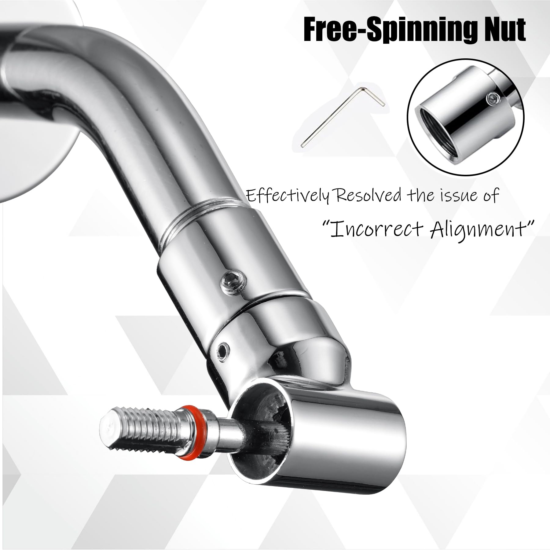 Shower Head Extension Arm, 6 Inch Adjustable Shower Arm Extender for Handheld/Fixed/Rain Shower Head, All Metal Showerhead Arm with G1/2 Universal Connector, Easy Installation, Chrome