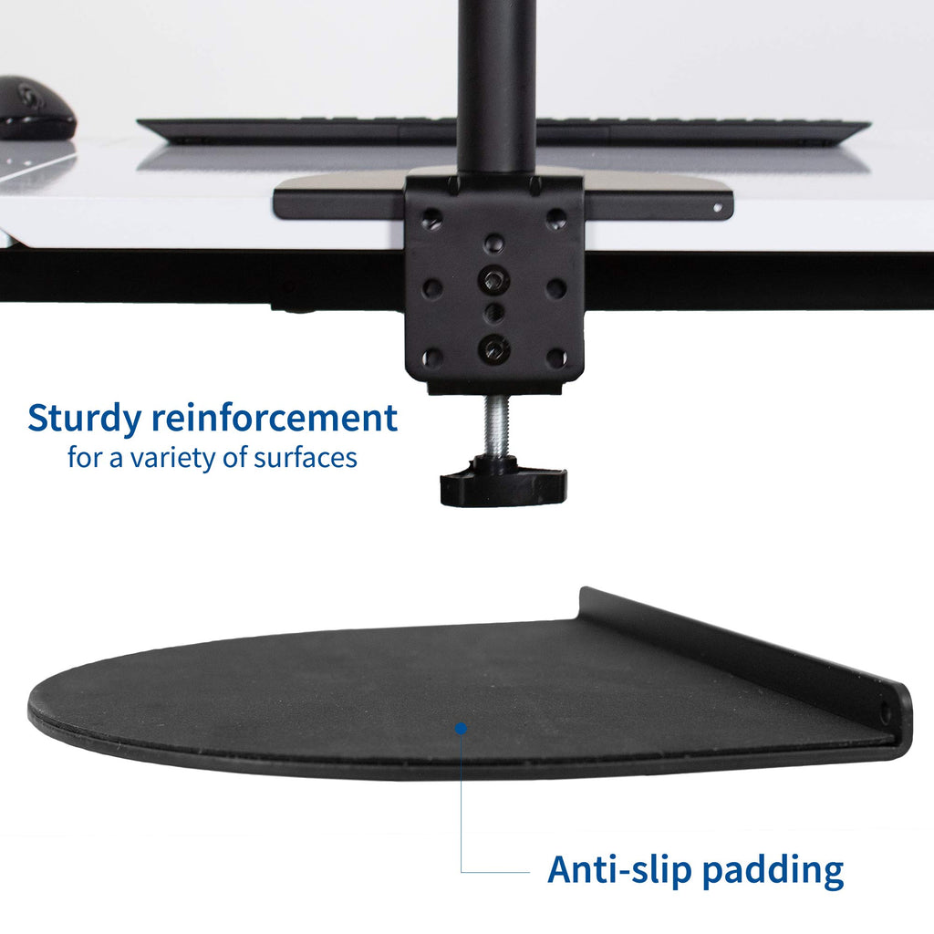 VIVO Black Steel Reinforcement Bracket Mount Plate for Thin, Glass, and Other Fragile Table Tops, Clamp Compatible with Most Monitor Stand C-Clamp Installations STAND-AC01R