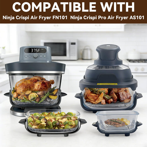 2PCS Crisper Stainless Steel Rack Compatible with Ninja Glass Air Fryer, Air Fryer Accessories for Ninja Crispi Air Fryer FN101 Ninja Crispi Pro Air Fryer AS101